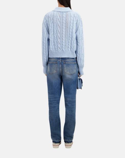 Pull en laine mélangée bleu ciel