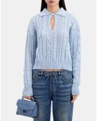 Pull en laine mélangée bleu ciel