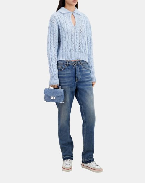 Pull en laine mélangée bleu ciel