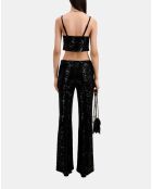 Pantalon flare en velours avec sequins noir