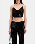Pantalon flare en velours avec sequins noir