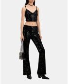 Pantalon flare en velours avec sequins noir