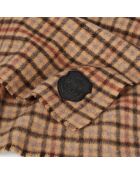 Écharpe en laine à carreaux beige et marron et noir