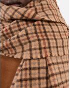 Écharpe en laine à carreaux beige et marron et noir