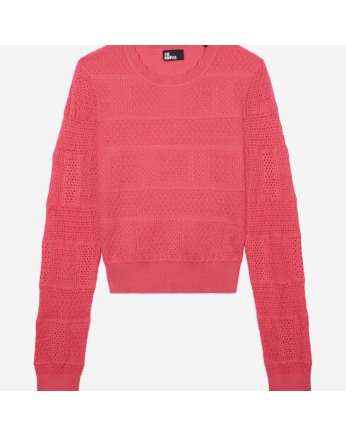 Pull en maille ajourée fuchsia