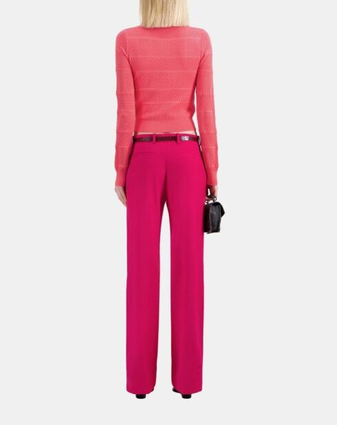 Pull en maille ajourée fuchsia