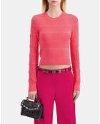 Pull en maille ajourée fuchsia