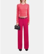 Pull en maille ajourée fuchsia