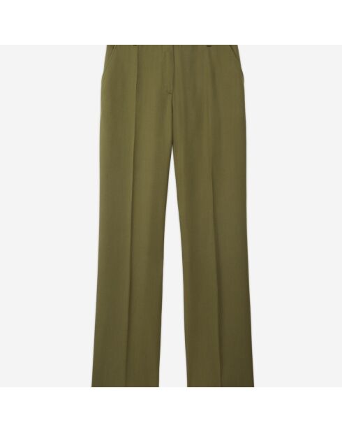 Pantalon droit tencel style militaire kaki