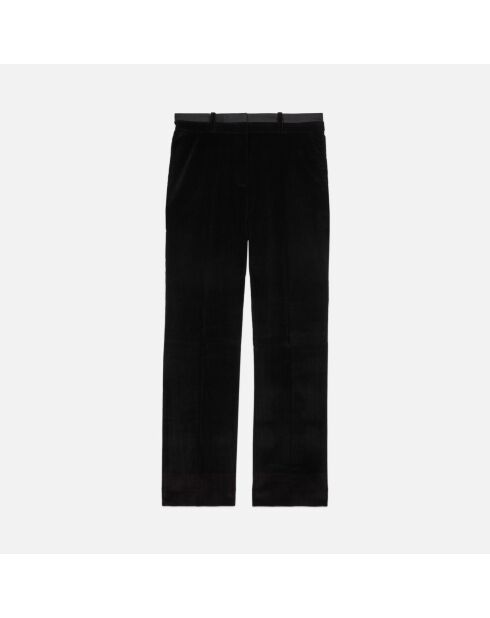 Pantalon tailleur droit en velours côtelé noir