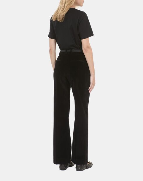 Pantalon tailleur droit en velours côtelé noir
