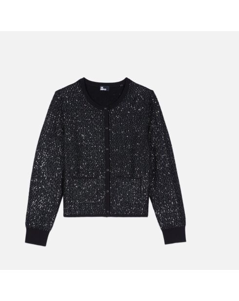 Cardigan à sequins en maille noir
