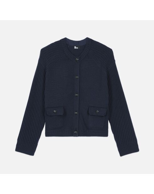 Cardigan en laine bleu foncé