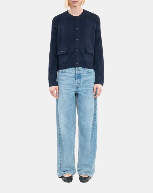 Cardigan en laine bleu foncé