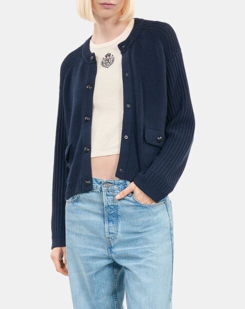 Cardigan en laine bleu foncé