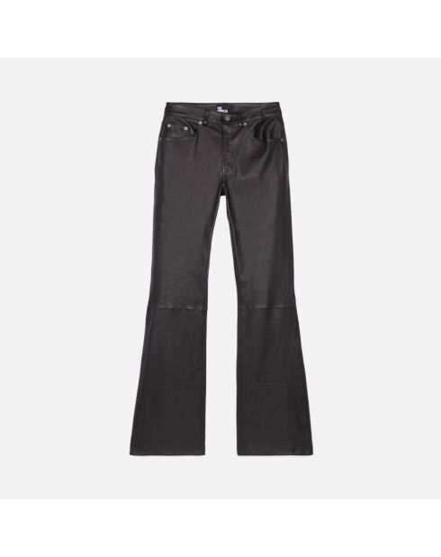 Pantalon flare en cuir noir