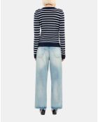 Pull en laine à rayures blanc et bleu