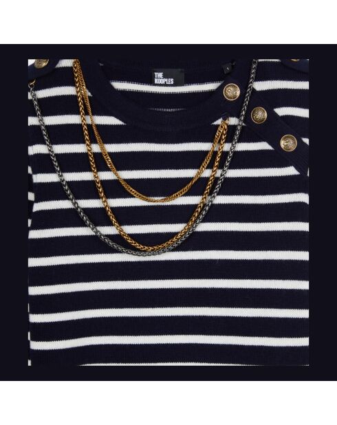 Pull en laine à rayures blanc et bleu