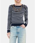 Pull en laine à rayures blanc et bleu