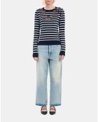 Pull en laine à rayures blanc et bleu