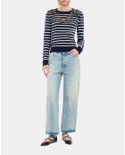 Pull en laine à rayures blanc et bleu