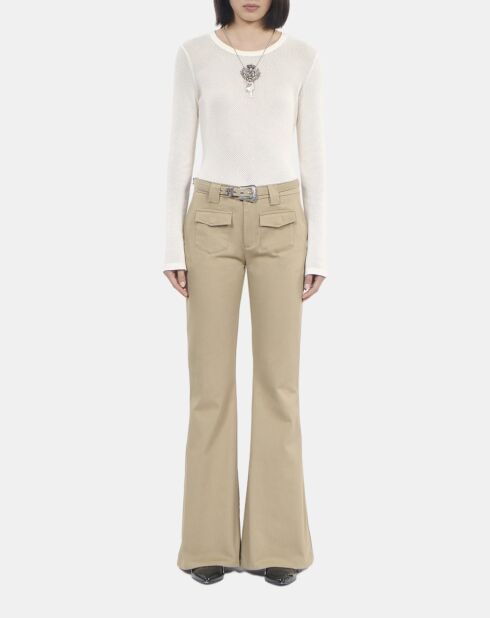 Pantalon flare beige