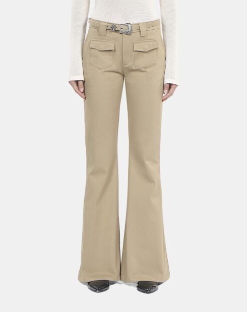 Pantalon flare beige