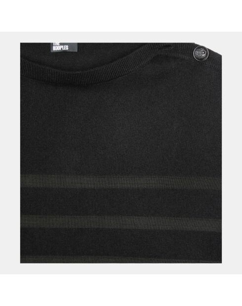 Pull en laine et cachemire à rayures noir
