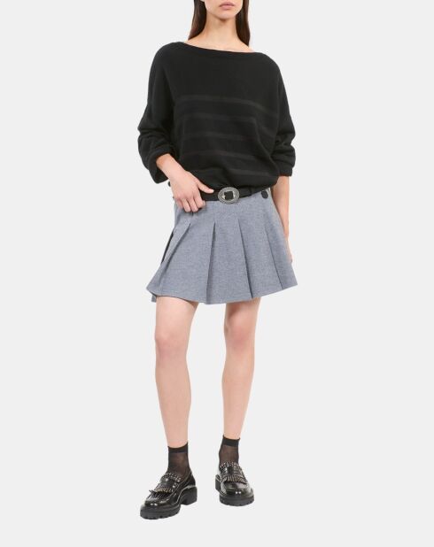 Pull en laine et cachemire à rayures noir