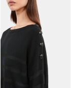 Pull en laine et cachemire à rayures noir