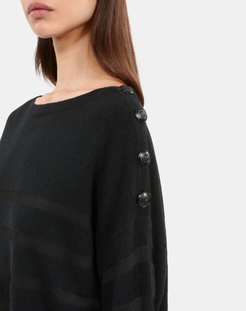Pull en laine et cachemire à rayures noir