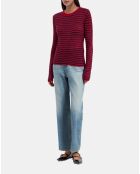 Pull en mohair à rayures rouge et bleu