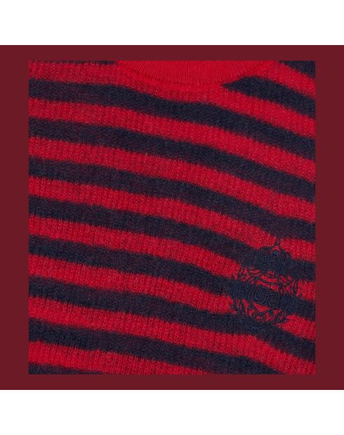 Pull en mohair à rayures rouge et bleu