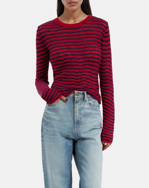 Pull en mohair à rayures rouge et bleu