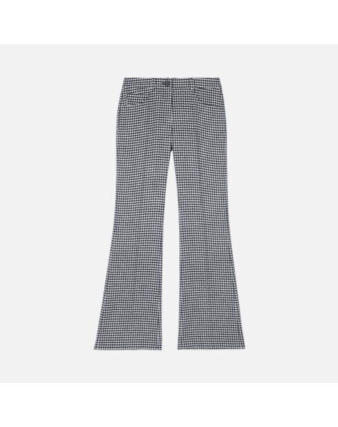 Pantalon tailleur flare à carreaux vichy noir et blanc
