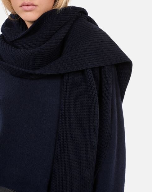 Écharpe 100% laine bleu foncé