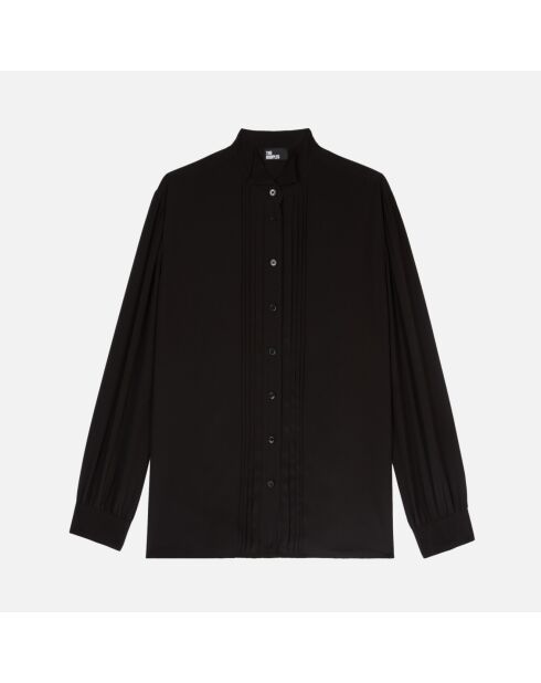 Chemise en soie avec plissage noire