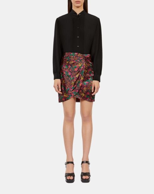 Chemise en soie avec plissage noire