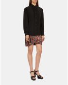 Chemise en soie avec plissage noire