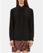 Chemise en soie avec plissage noire
