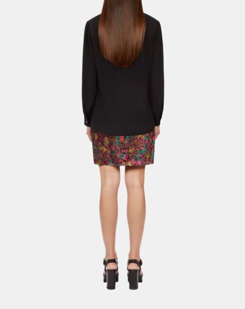 Chemise en soie avec plissage noire