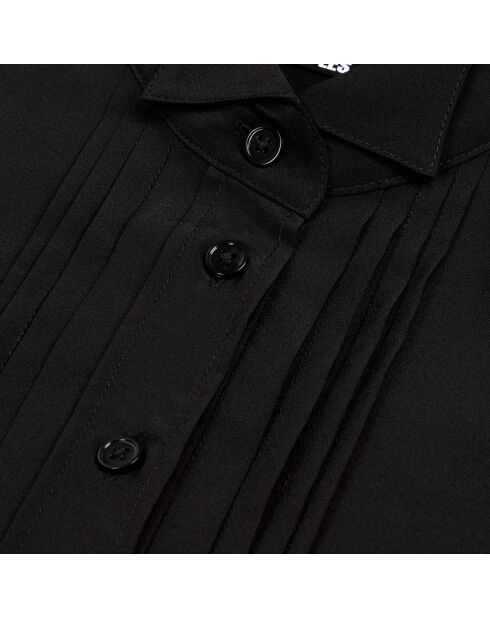 Chemise en soie avec plissage noire