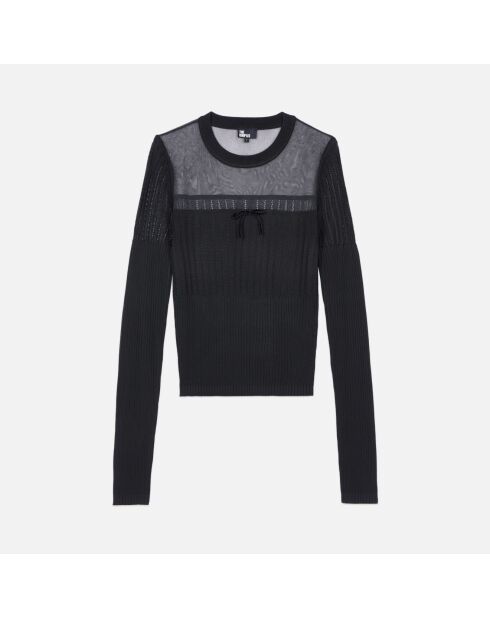 Pull en maille ajourée noir