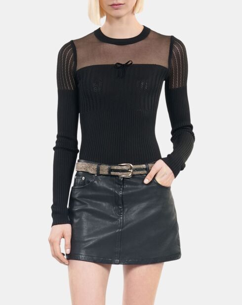 Pull en maille ajourée noir