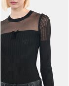 Pull en maille ajourée noir