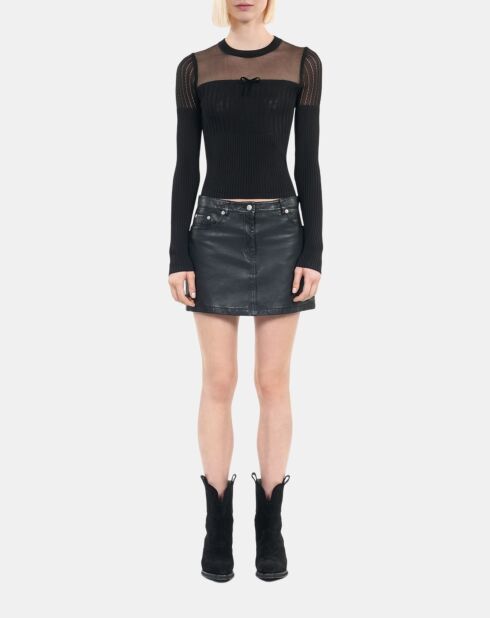 Pull en maille ajourée noir