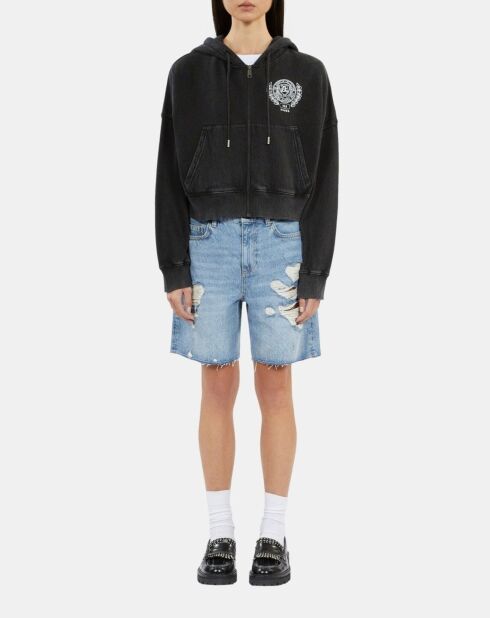 Sweatshirt à capuche avec sérigraphie noir