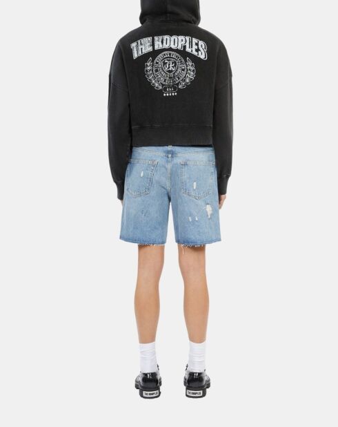 Sweatshirt à capuche avec sérigraphie noir