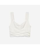 Top court avec drapé écru