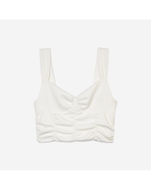 Top court avec drapé écru